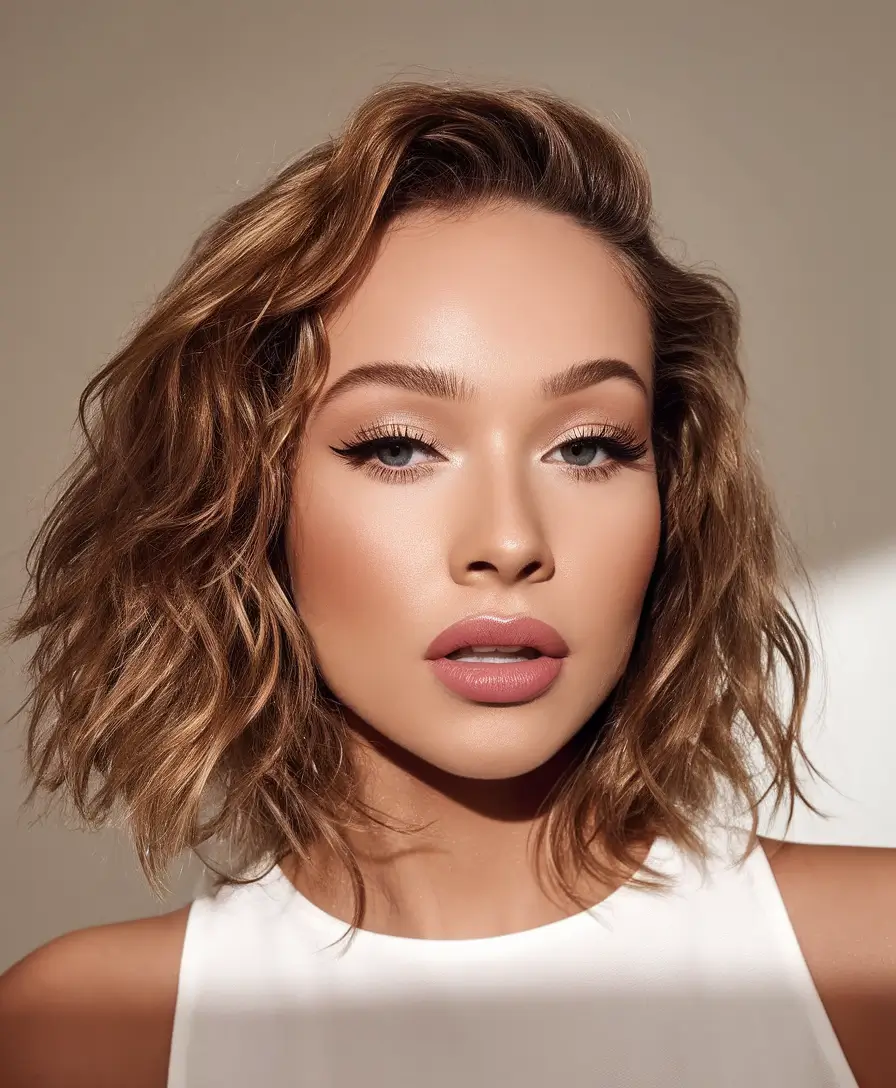 bob haircuts - summer ideas 2025 Wavy Honey-Toned Bob with Volume