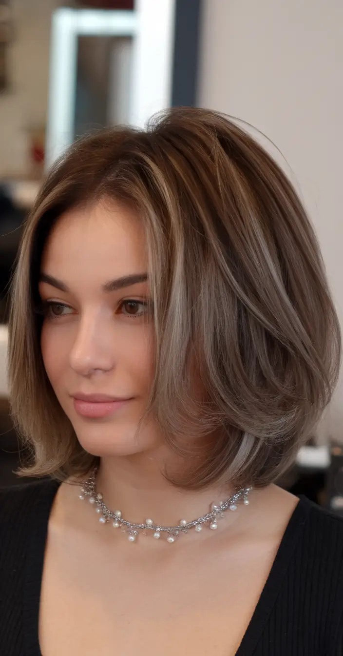 bob haircuts - summer ideas 2025 Layered Pearl-Toned Bob
