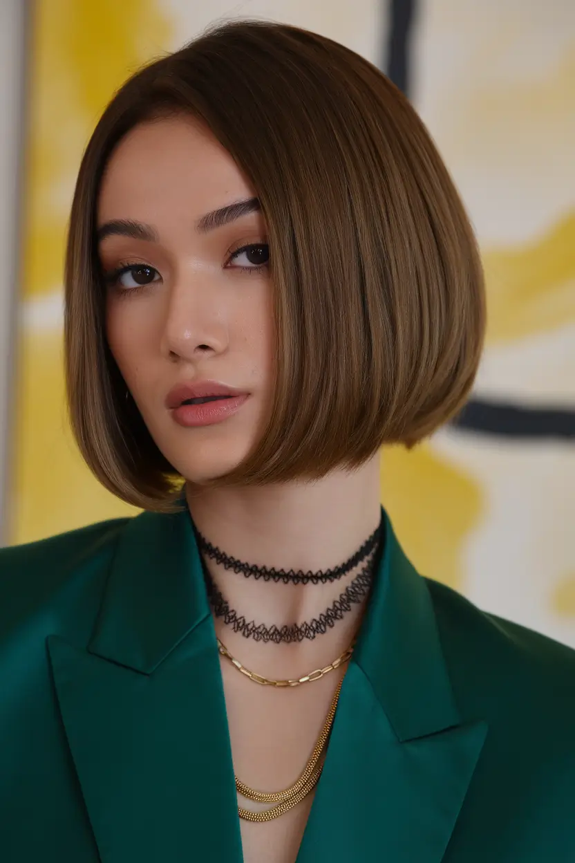 bob haircuts - summer ideas 2025 French-Inspired Blunt Bob with Minimalist Edge