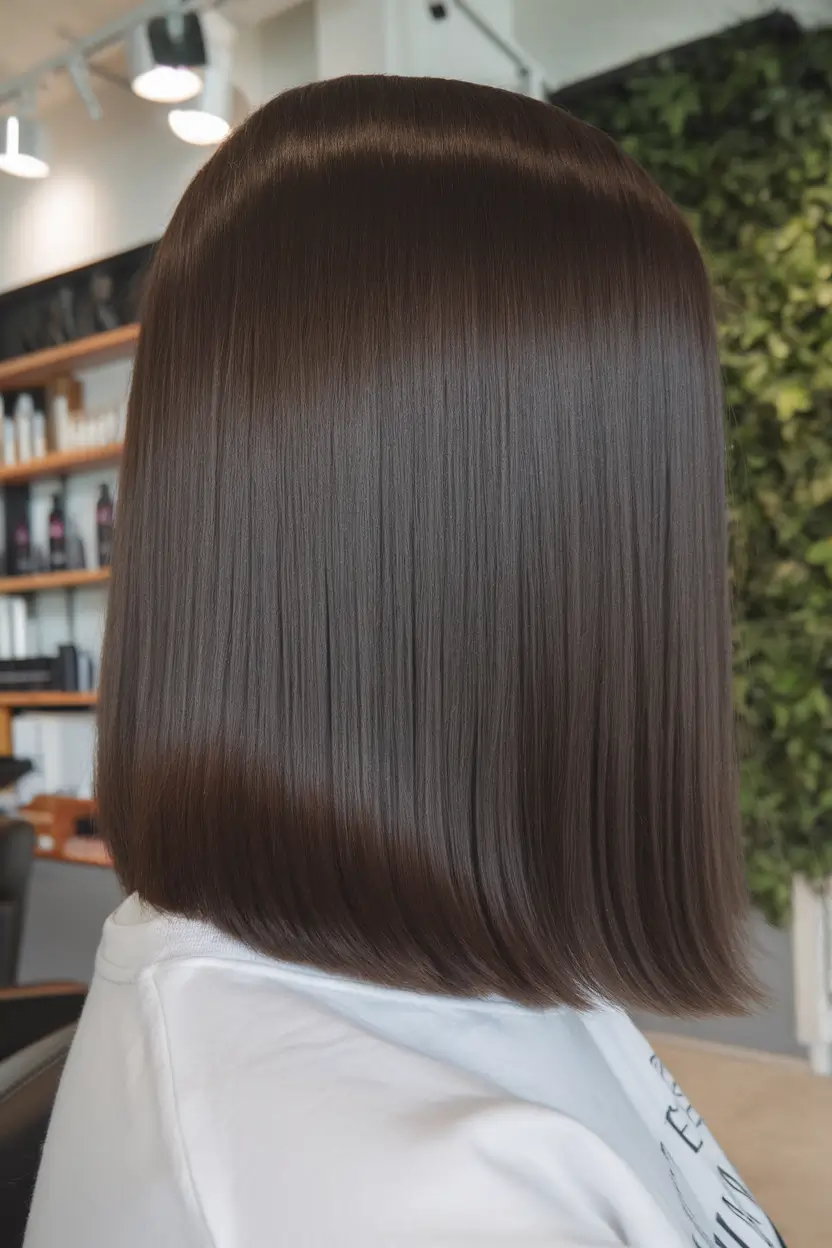 Beautiful Brown Hair Colors to Try This Summer 2025+Espresso Sleek Blunt Cut