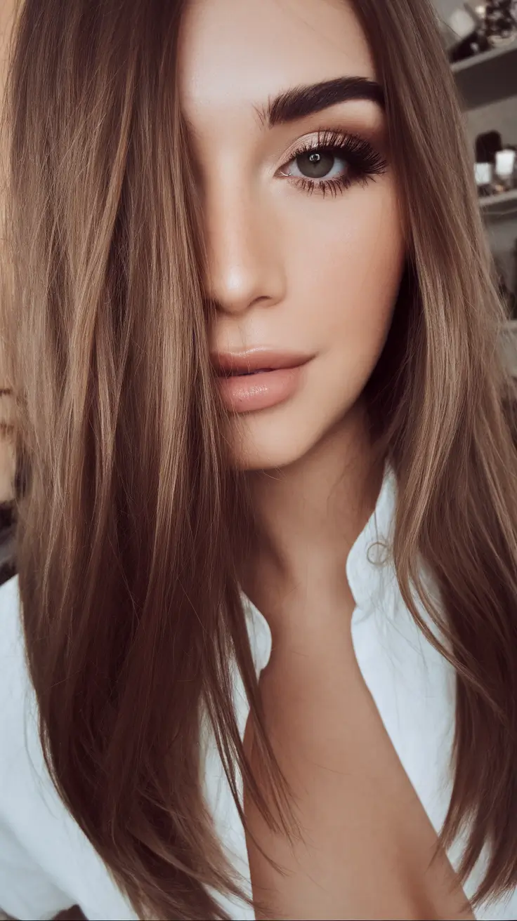 Beautiful Brown Hair Colors to Try This Summer 2025+Muted Brown with Matte Texture
