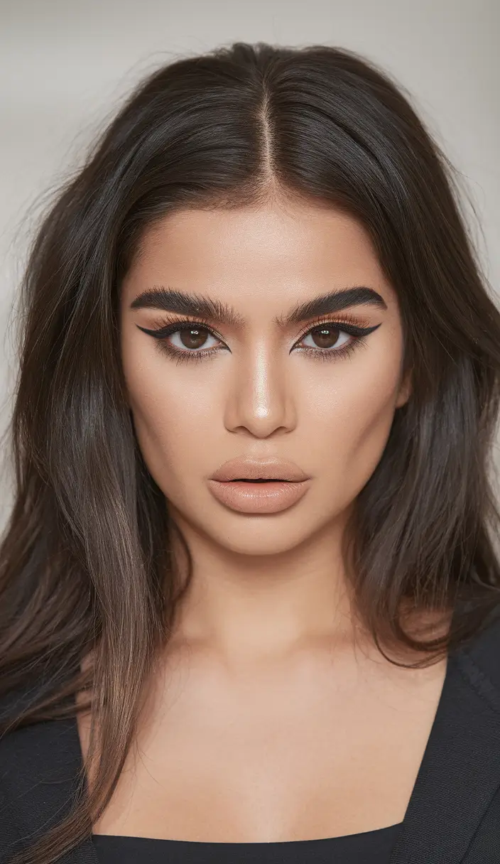 Chic Brunette Hair Ideas for Your Summer 2025 Look Glossy Center-Parted Espresso Shine