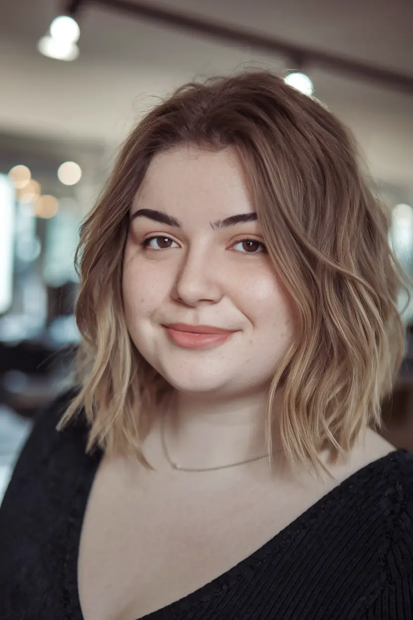 Flattering Haircuts for Round Faces - Summer Looks 2025 Blunt Choppy Bob with Summer Texture