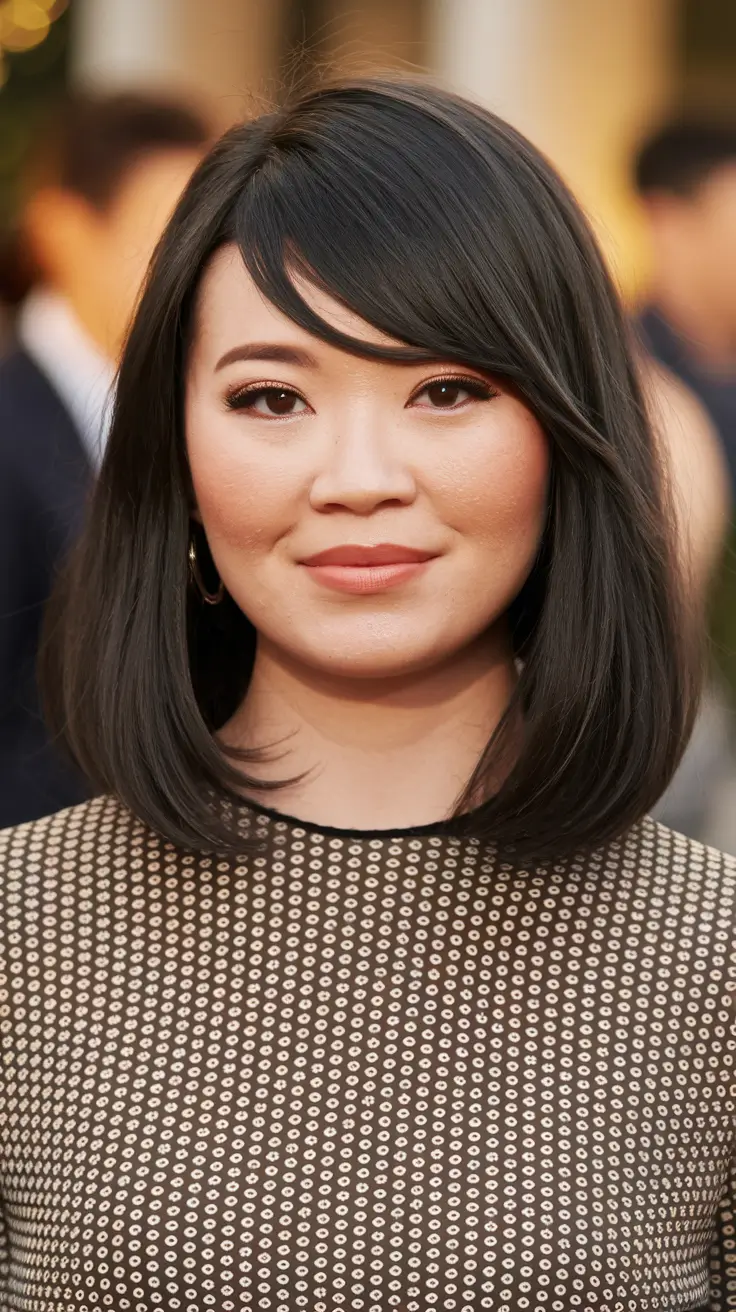 haircuts for round faces Classic Chin-Length Bob with Side Bangs