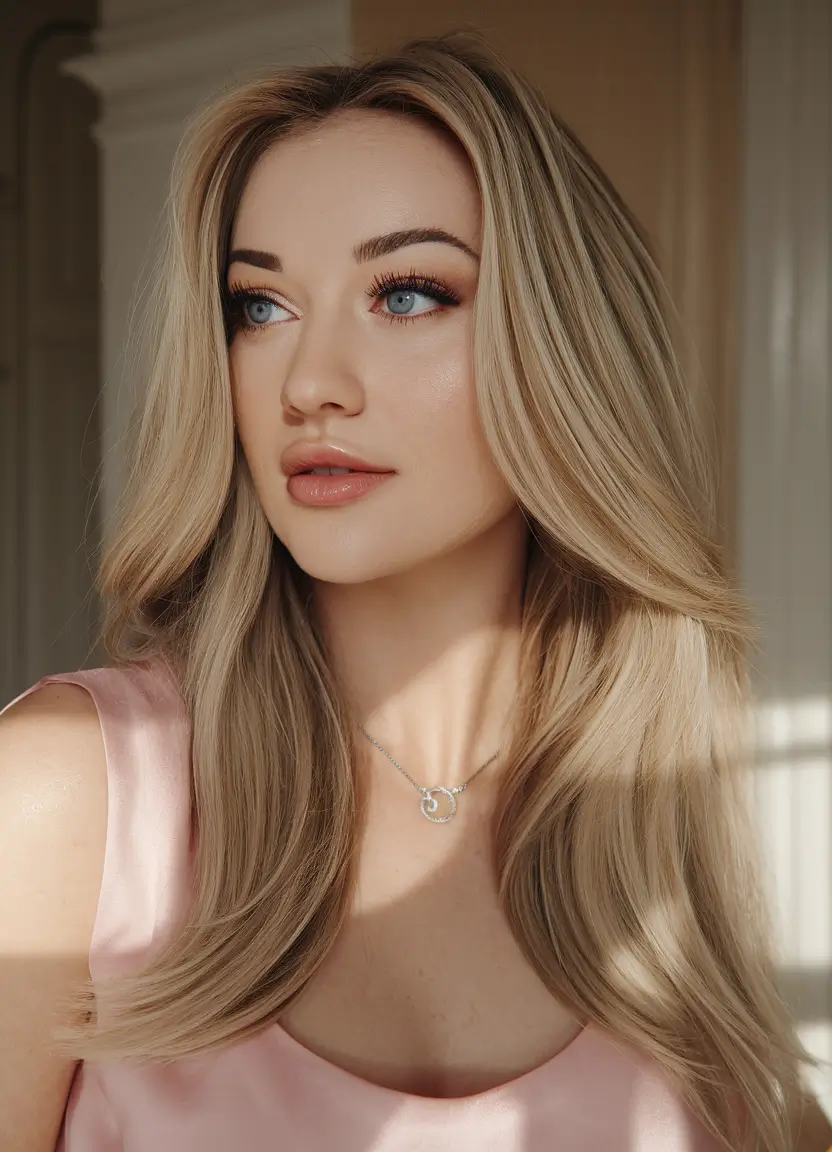 haircuts for round faces Long Layered Butterfly Blowout