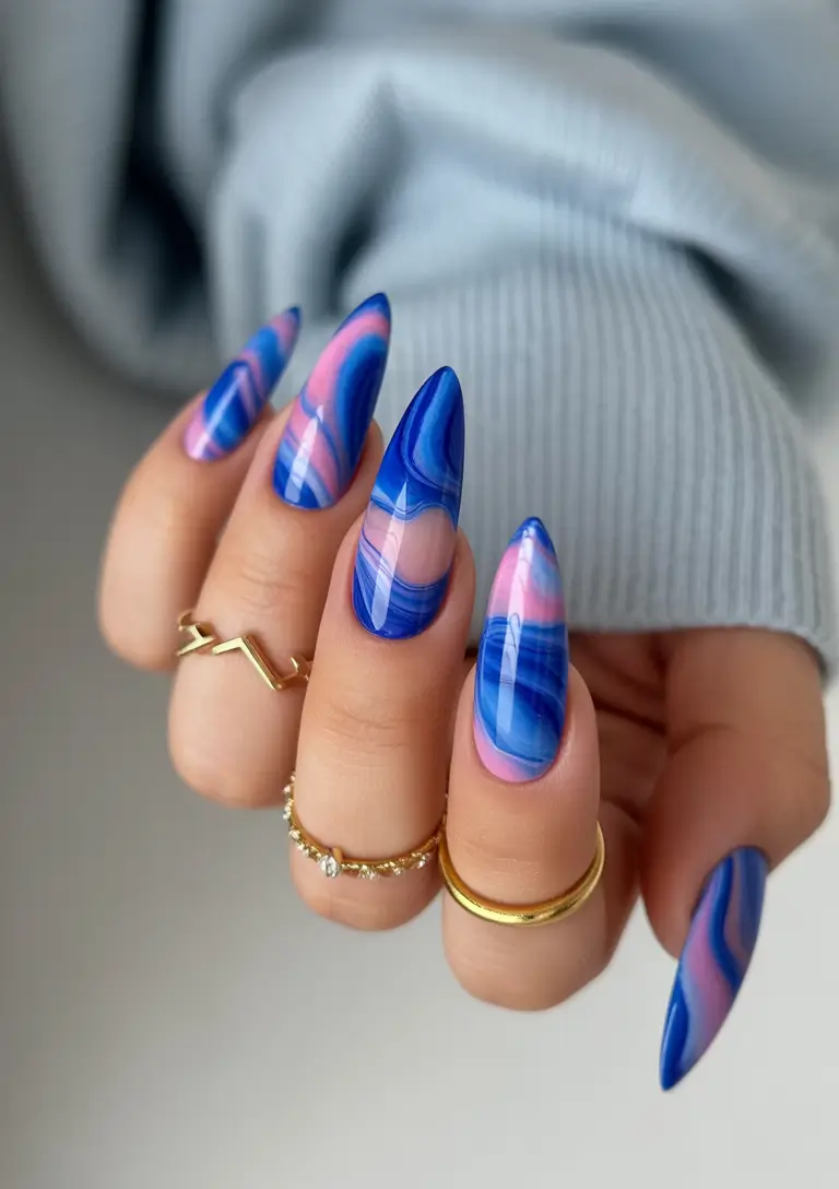 beach nails ideas 2025 Ocean Marble Waves