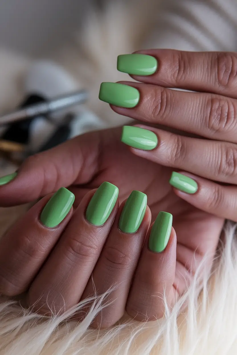 beach nails ideas 2025 Fresh Lime Short Square