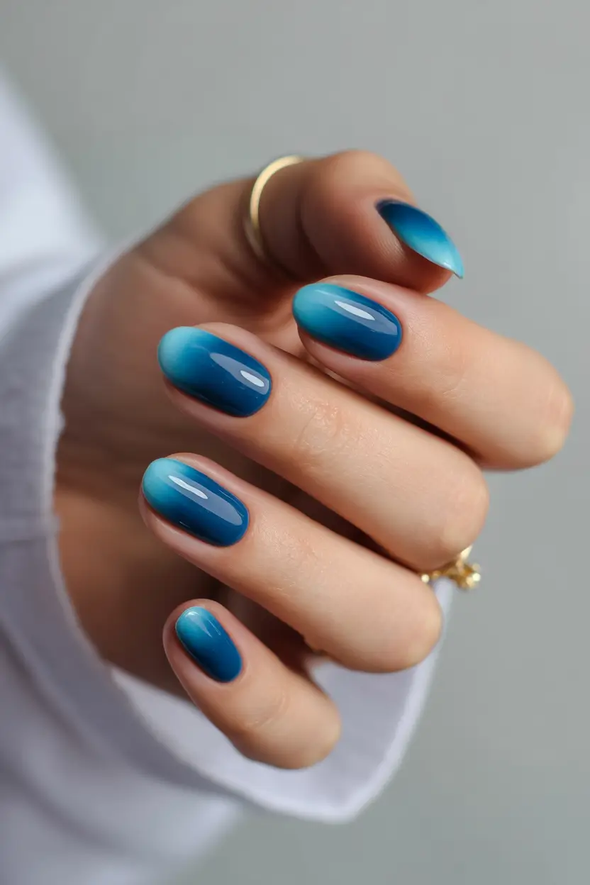 beach nails ideas 2025 Ocean Fade with Gel Gloss