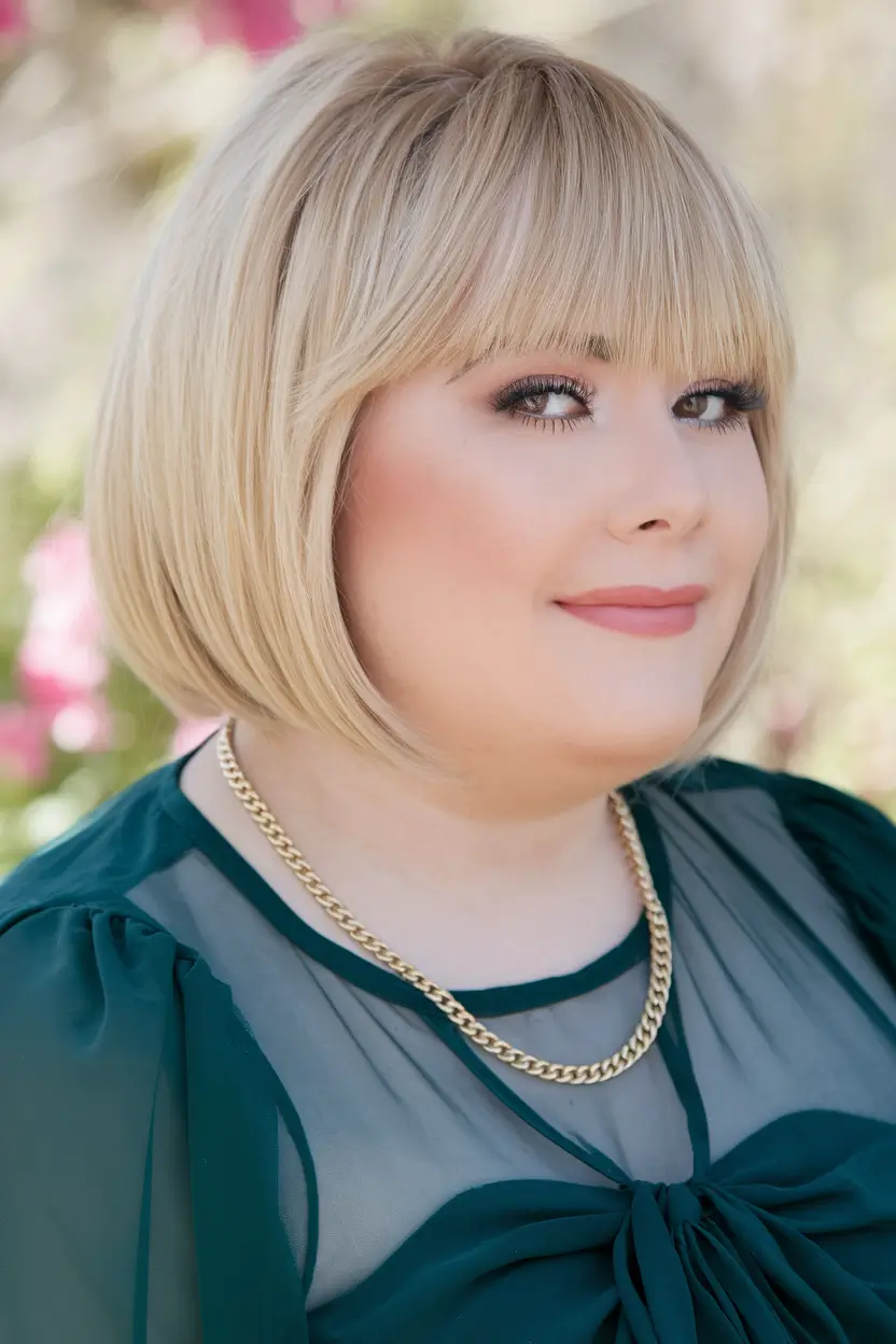 Best Haircuts for Chubby Faces - Face-Framing Styles Summer 2025 Rounded Fringe with a Sleek Bob