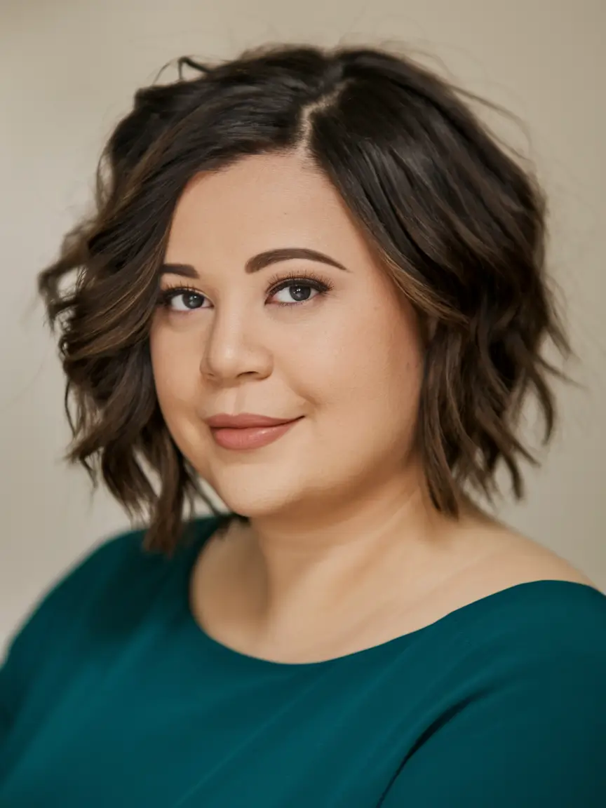Best Haircuts for Chubby Faces - Face-Framing Styles Summer 2025 Wavy Bob with a Touch of Vintage Charm