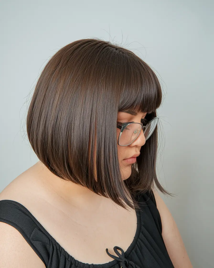 Best Haircuts for Chubby Faces - Face-Framing Styles Summer 2025 Glossy A-Line with Glass Hair Finish