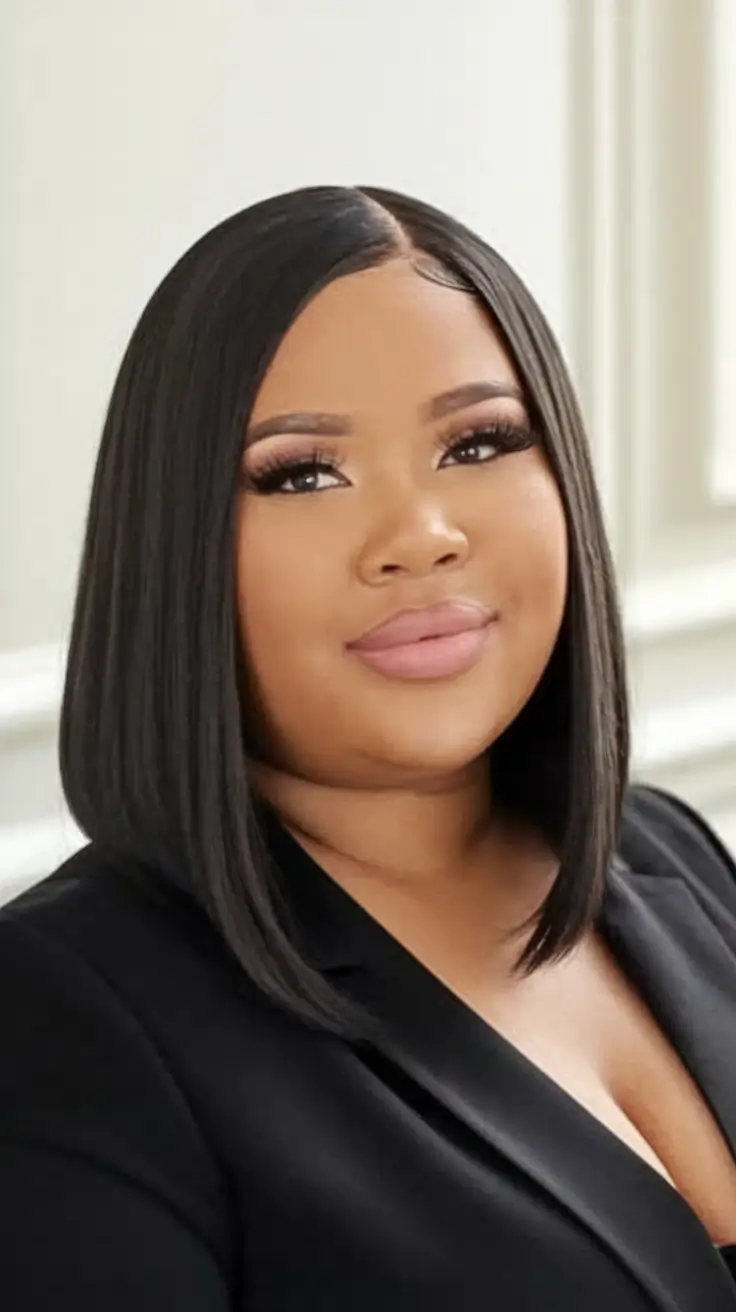 Best Haircuts for Chubby Faces - Face-Framing Styles Summer 2025 Sleek Contour Bob with Sharp Part
