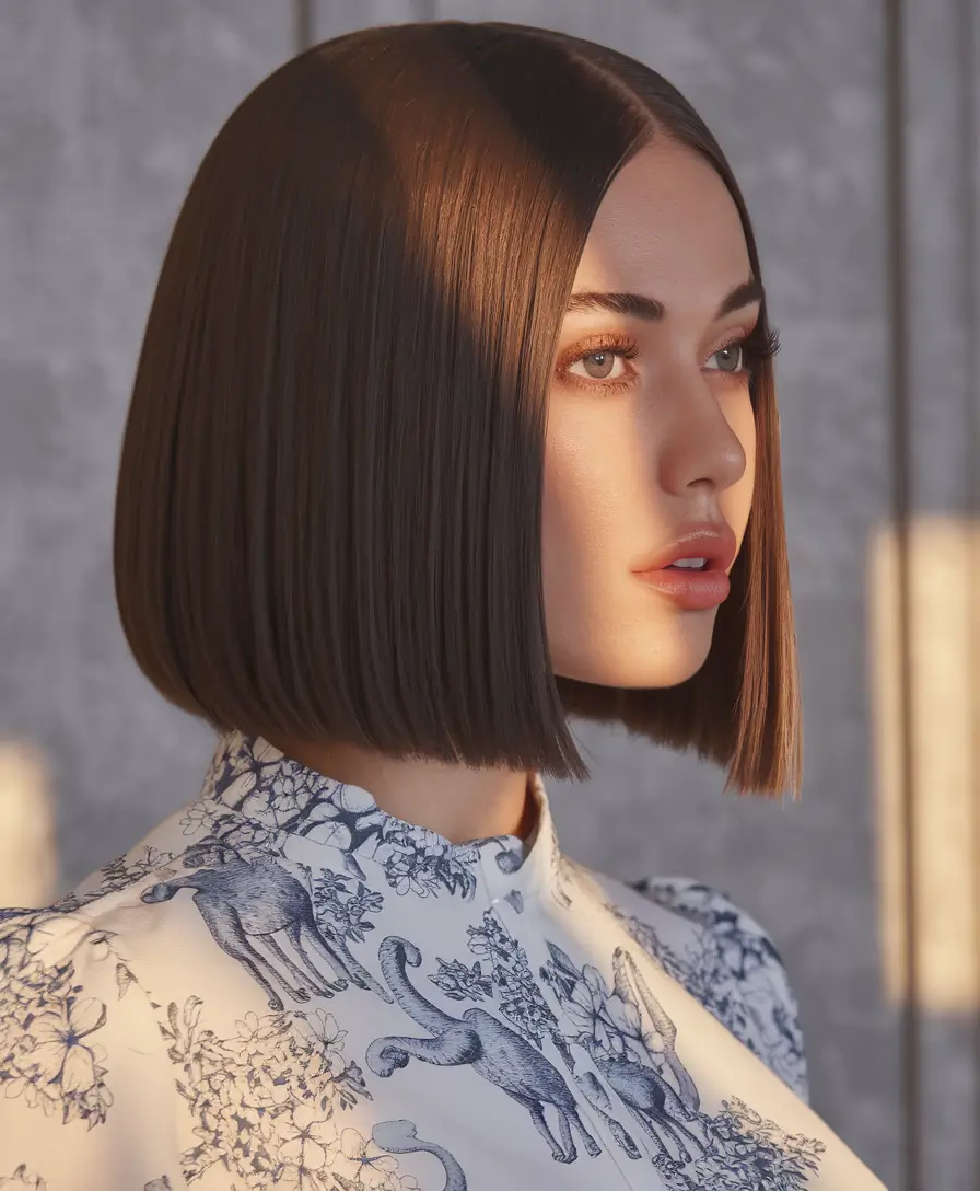 summer bob hairstyles Classic Sharp Bob with a Middle Part