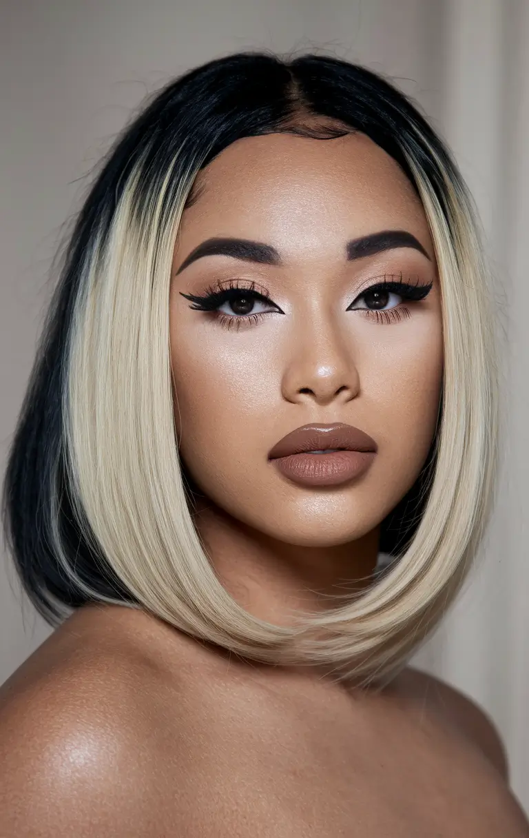 summer bob hairstyles for black women Two-Tone Soft Curve Bob