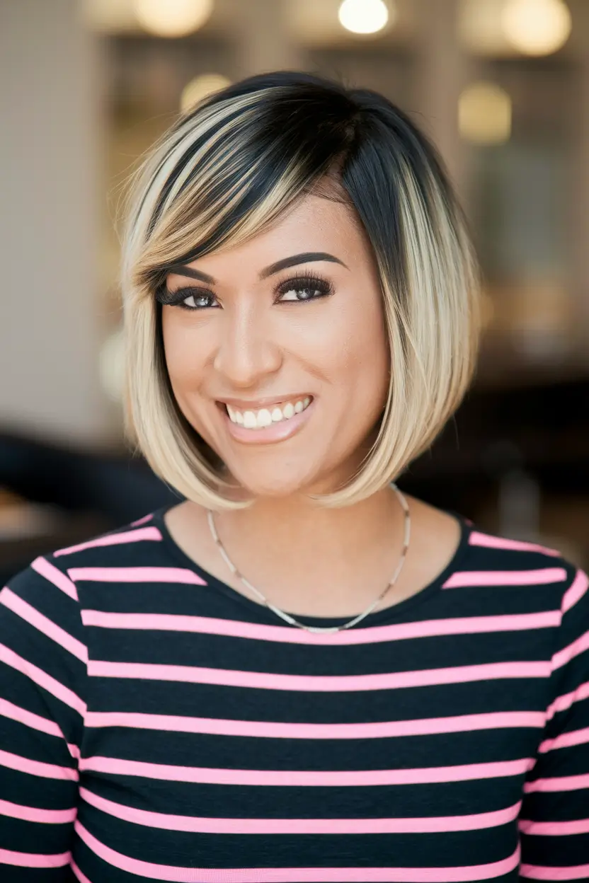 summer bob hairstyles thin hair Striped Bob with Peekaboo Highlights