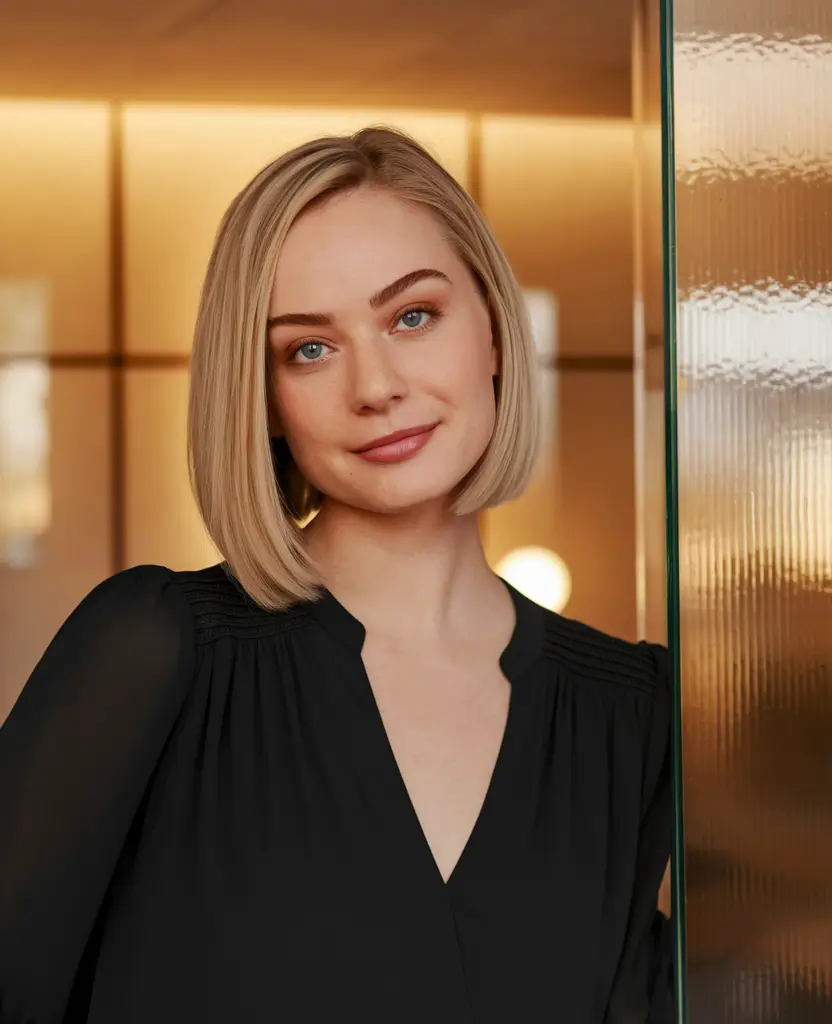 summer bob hairstyles blonde Soft Vanilla Blonde Bob with a Polished Edge