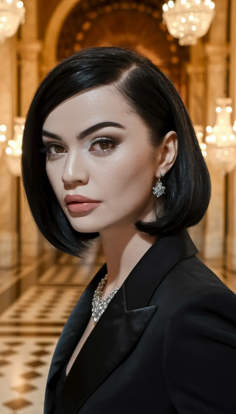 summer bob hairstyles straight Midnight Black Retro Bob with Classic Volume