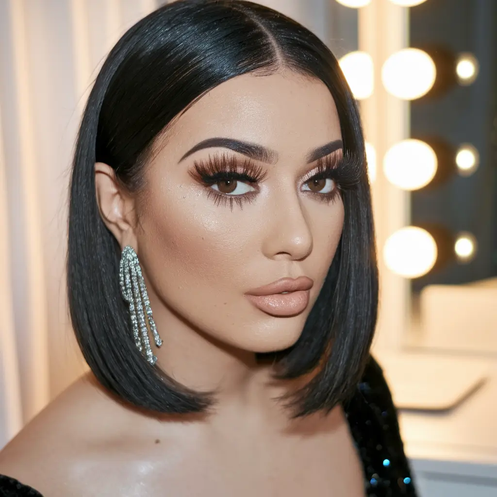 summer bob hairstyles brunette Glossy Glamour Bob with Face Framing
