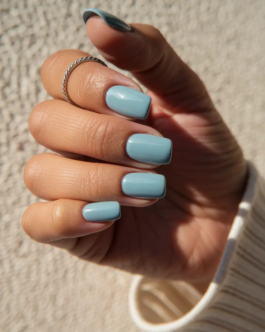blue nails summer short Short Cloudy Blue for Everyday Lightness