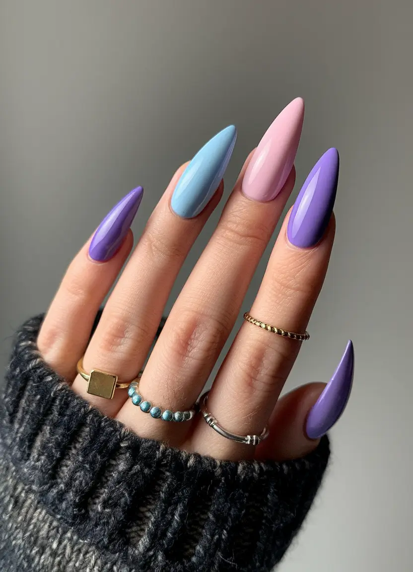 Glossy Gel Nail Designs for Summer 2025+Pastel Prism Claws
