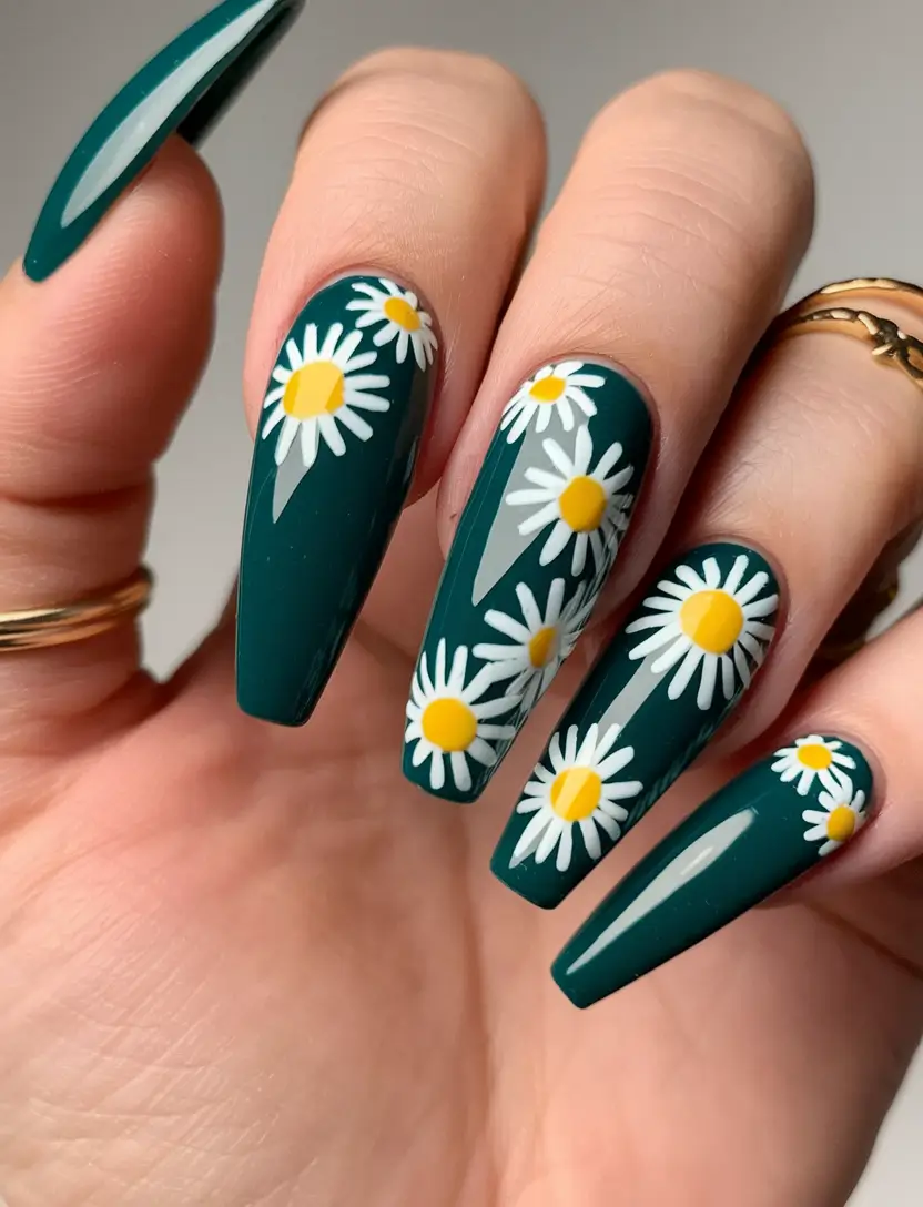 Glossy Gel Nail Designs for Summer 2025+Daisy Chain Forest