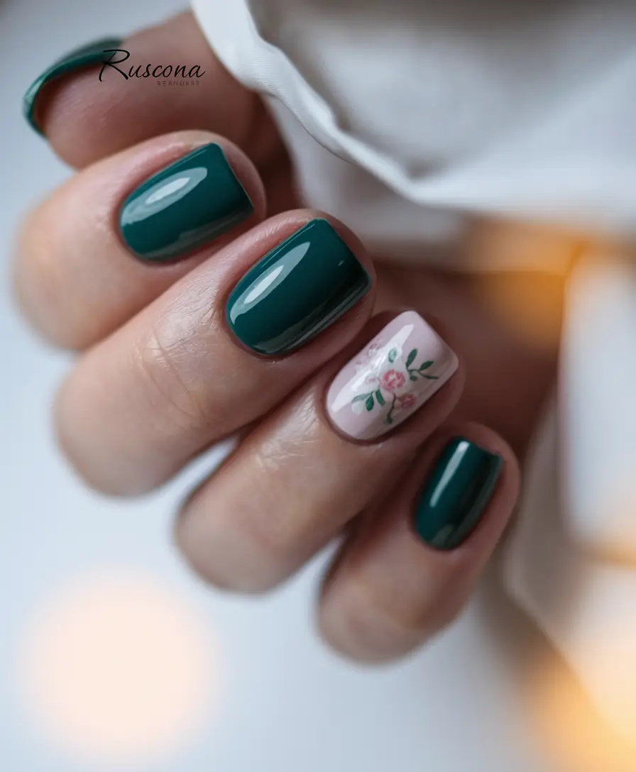 Glossy Gel Nail Designs for Summer 2025+Emerald Garden Moment