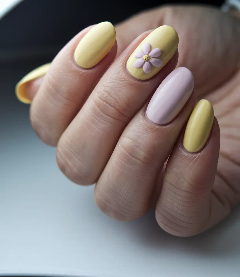 Glossy Gel Nail Designs for Summer 2025+Pastel Daisies for Blooming Season