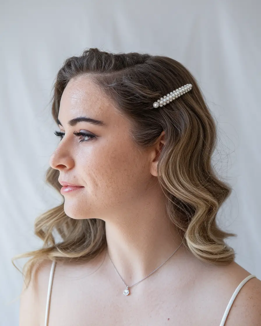 Cute & Easy Hairstyles for Summer 2025 Soft Waves with Pearl Accent for Elegant Days