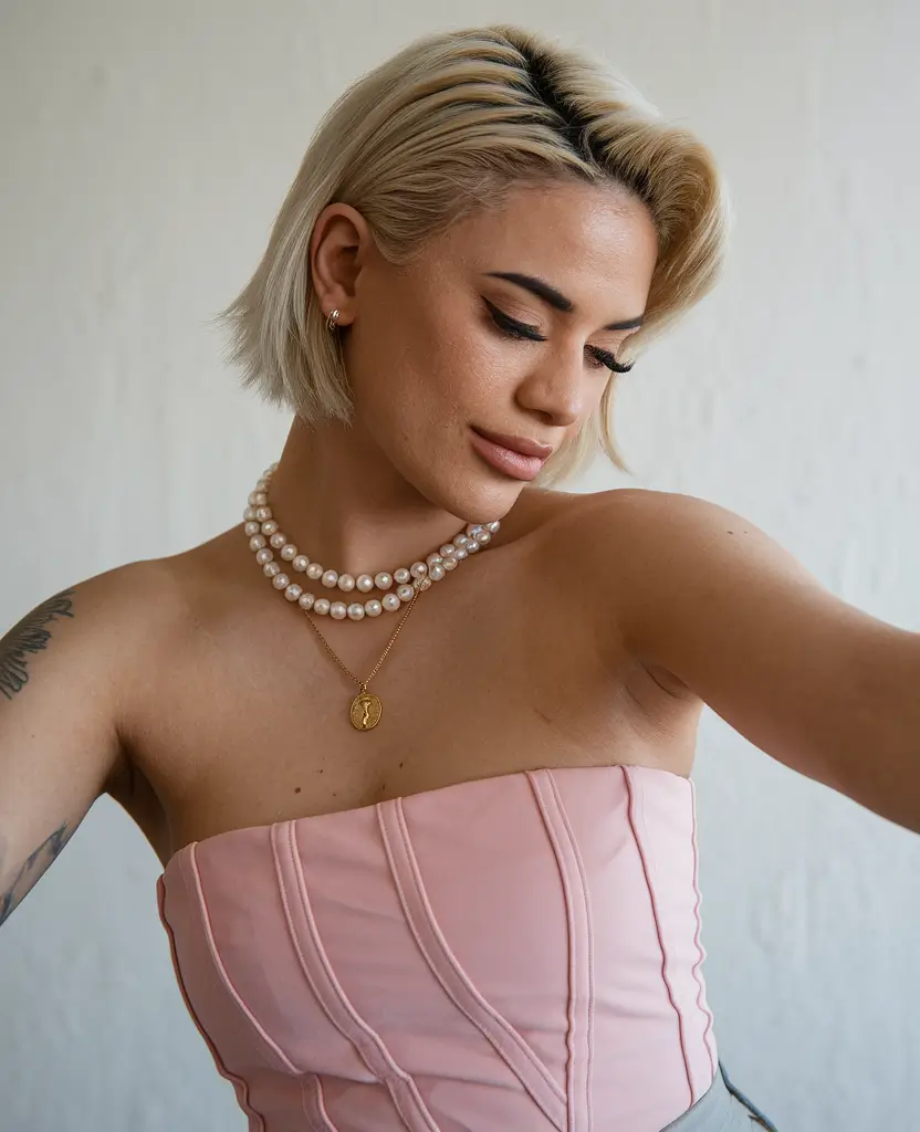Cute Easy Hairstyles for Summer 2025 Retro-Tucked Bob with Soft Volume