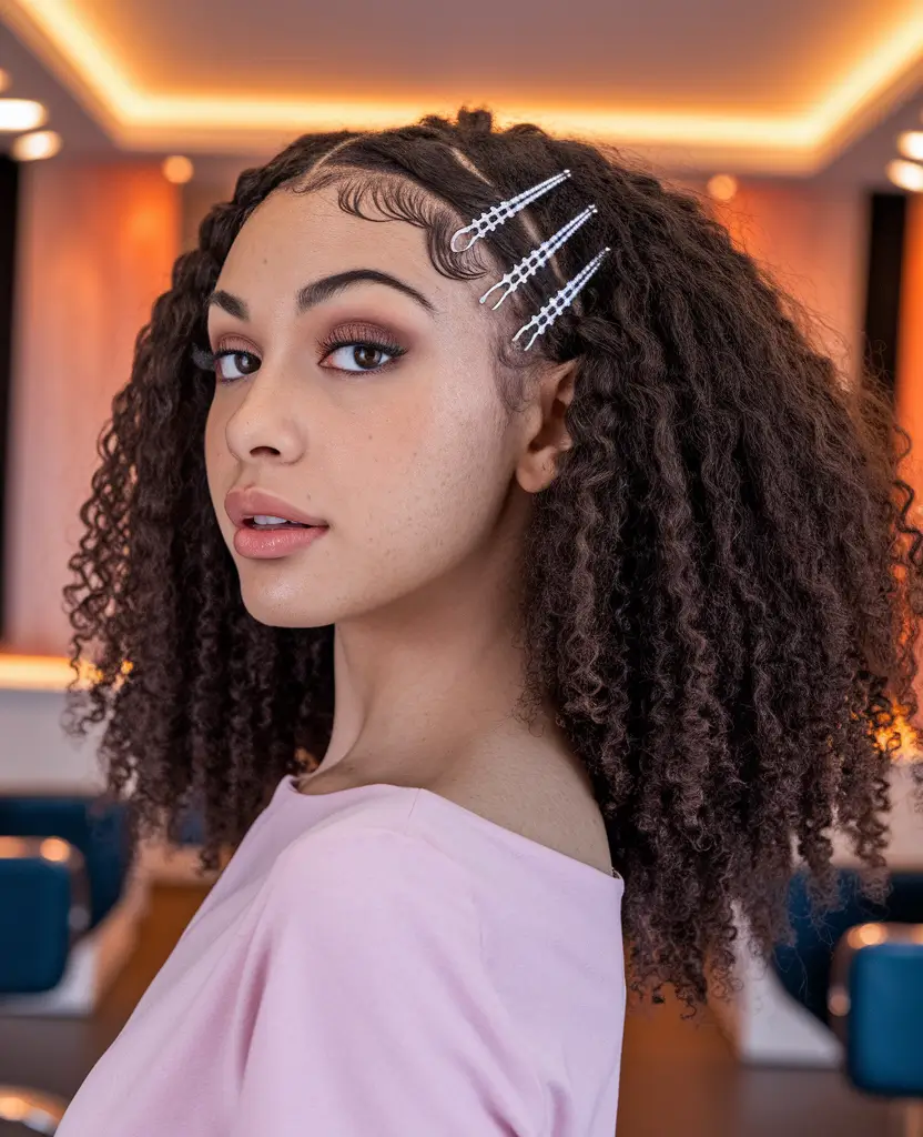 Cute Easy Hairstyles for Summer 2025 Defined Curls with Decorative Clips