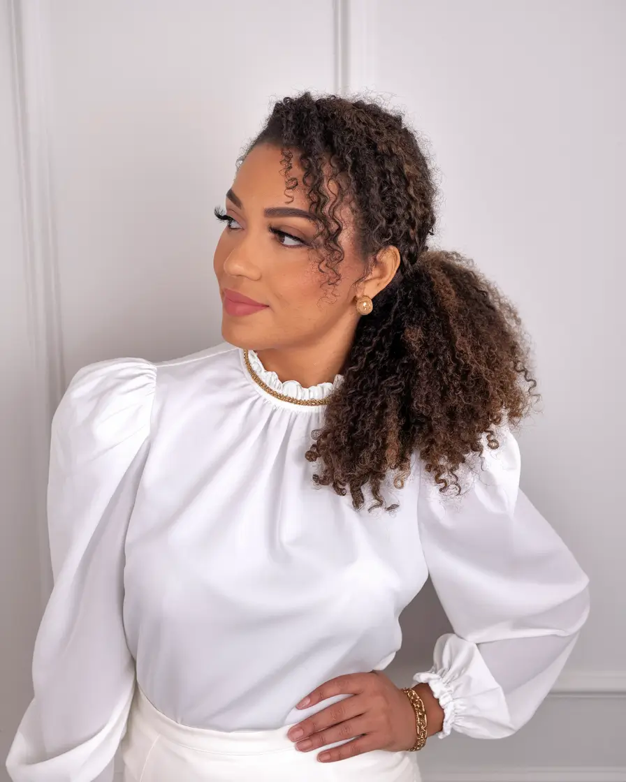 Cute Easy Hairstyles for Summer 2025 Low Puff Ponytail with Natural Texture