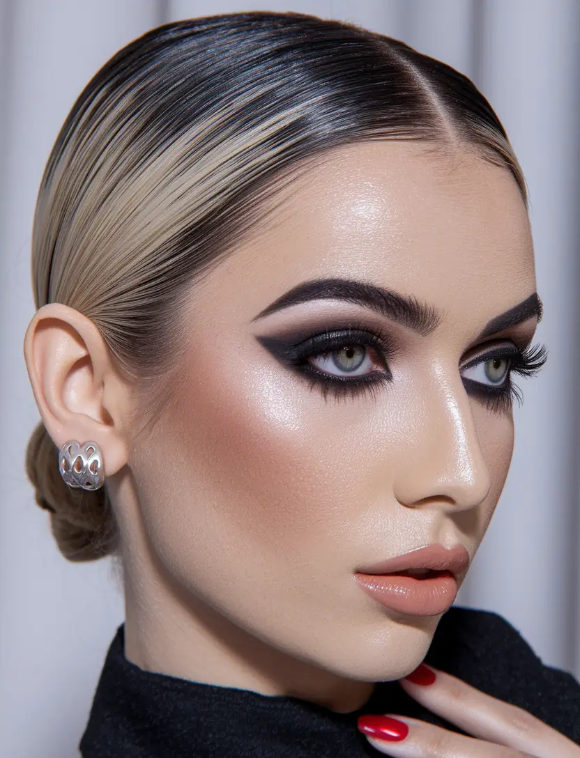 Cute Easy Hairstyles for Summer 2025 Slicked Low Bun with Center Part