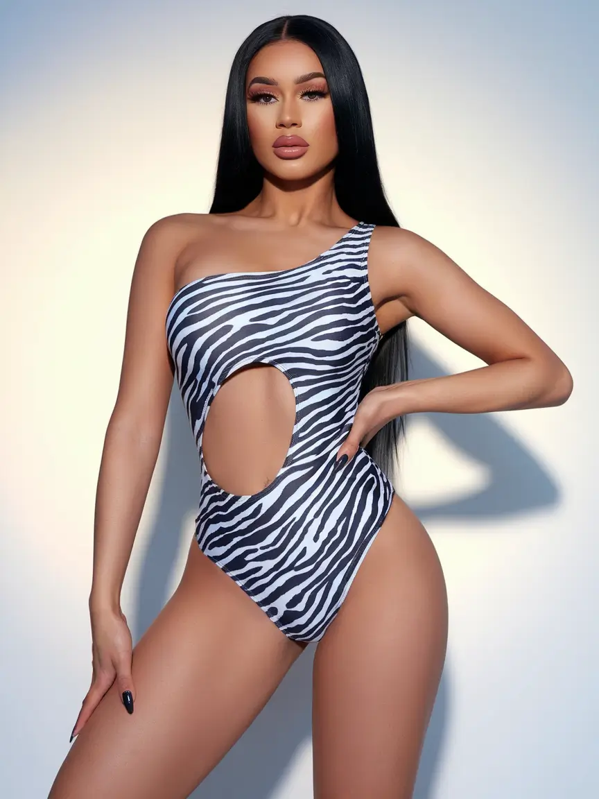 cute summer swimsuits outfits ideas 2025 Zebra Cut-Out for Maximalist Drama