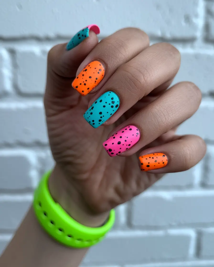 Cutest Nail Ideas for Summer 2025+Confetti Pop Neon Party
