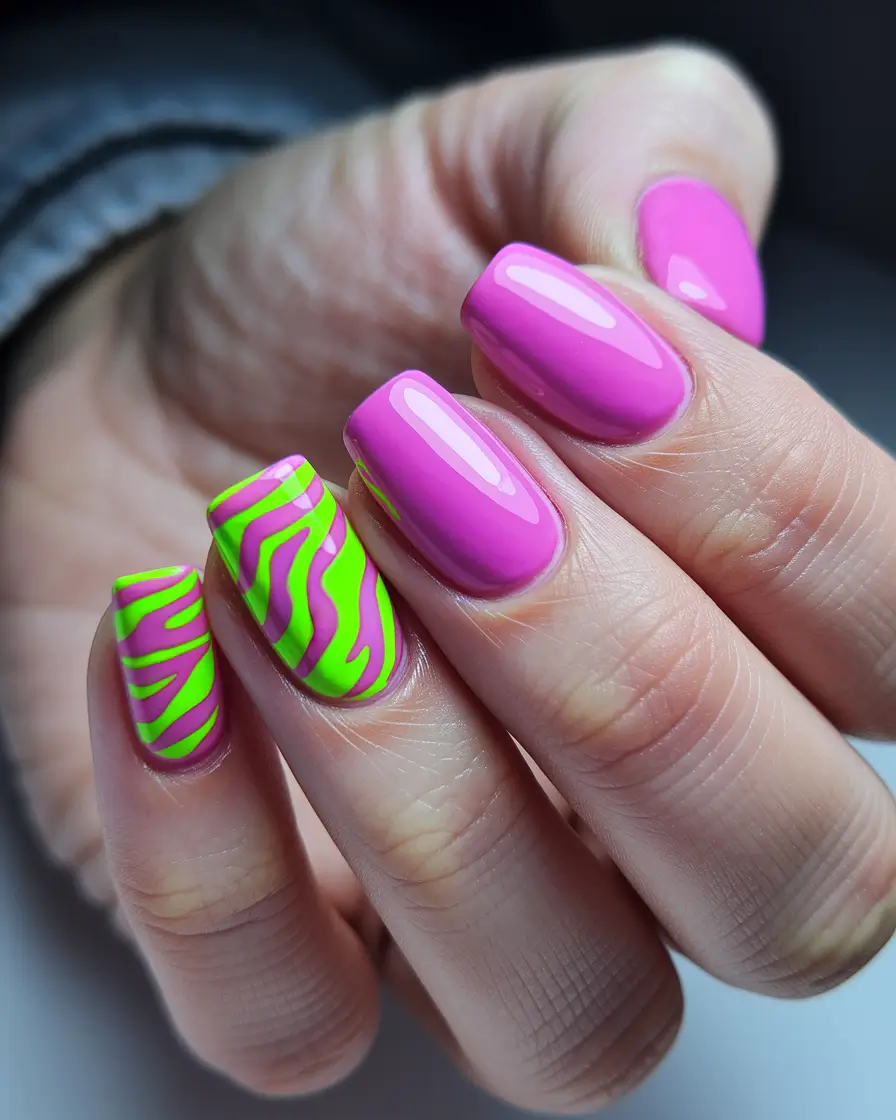 Cutest Nail Ideas for Summer 2025+Wild Neon Zebra Pop