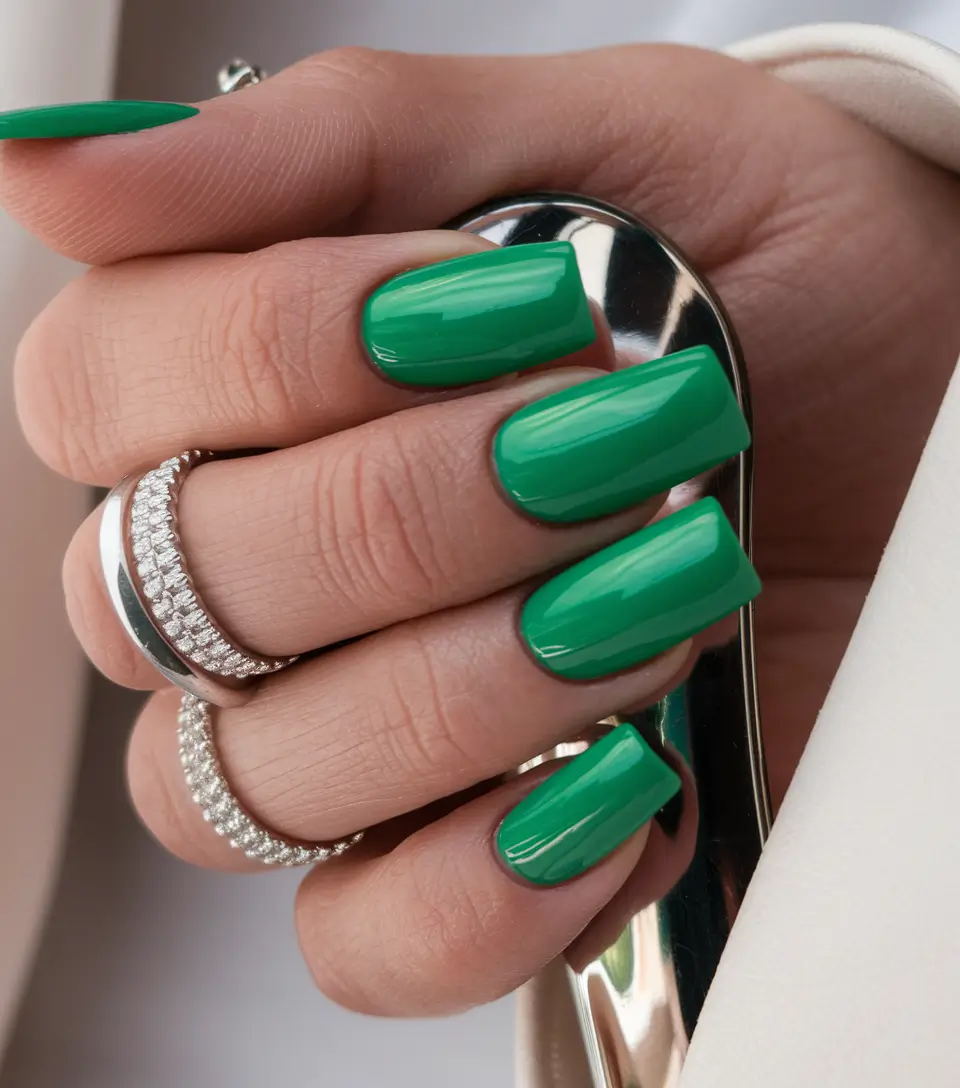 Cutest Nail Ideas for Summer 2025+Glossy Garden Green