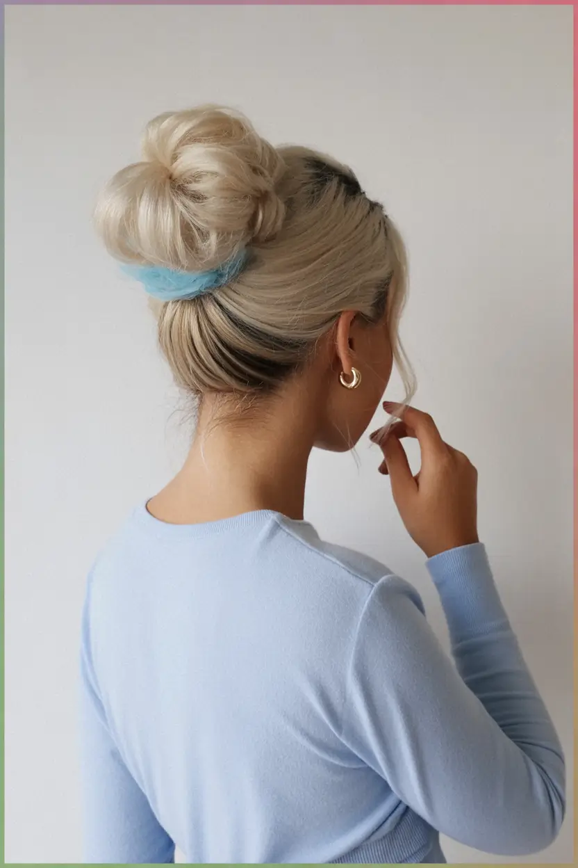 Easy to work hairstyles for busy mornings - Summer 2025! Voluminous Messy Bun with a Pop of Color