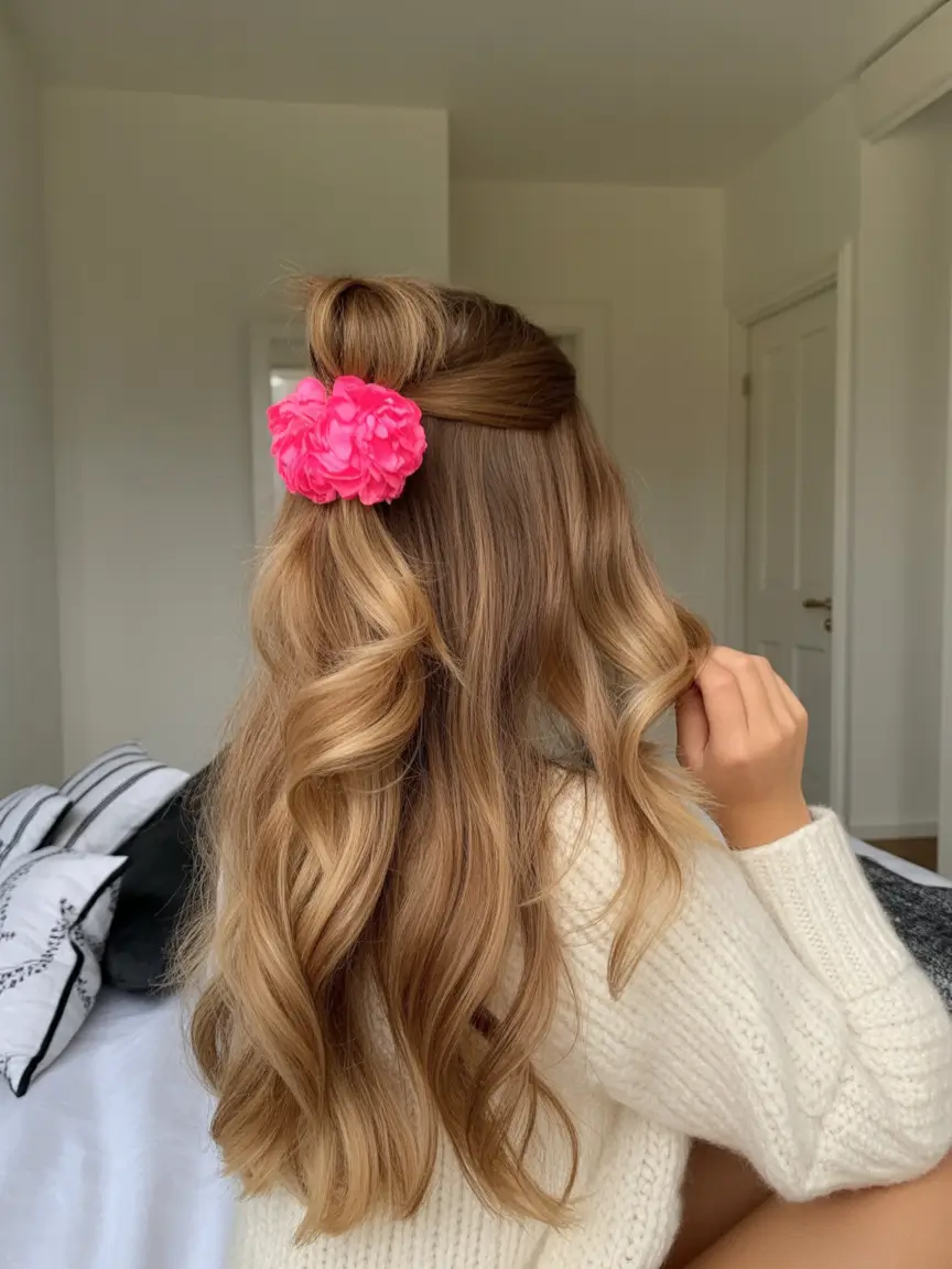Easy to work hairstyles for busy mornings - Summer 2025! Soft Half-Updo with a Statement Clip