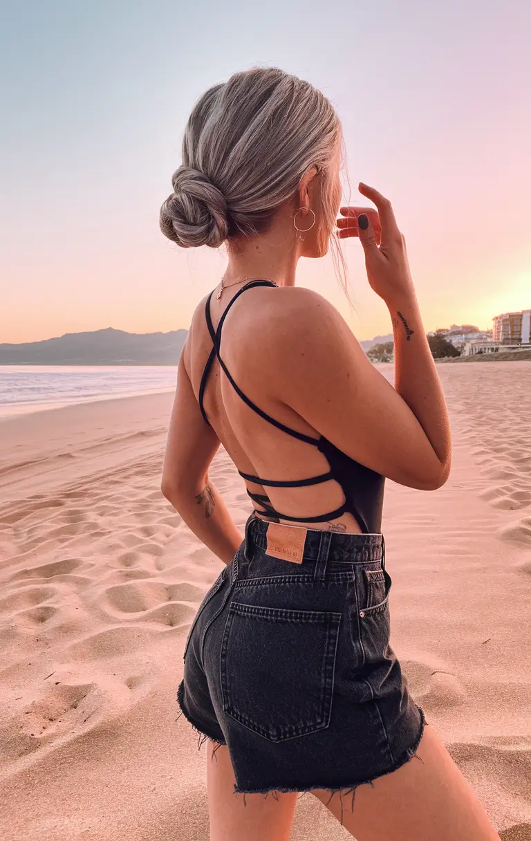 Effortless Pool Day Hairstyles - Simple Summer 2025 Looks Chic Looped Bun for Sunset Hour