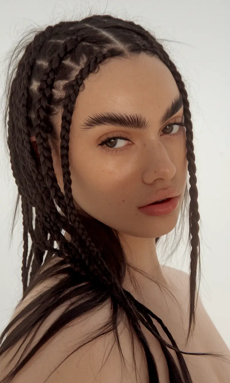 Effortless Pool Day Hairstyles - Simple Summer 2025 Looks Loose Long Box Braids with Center Part