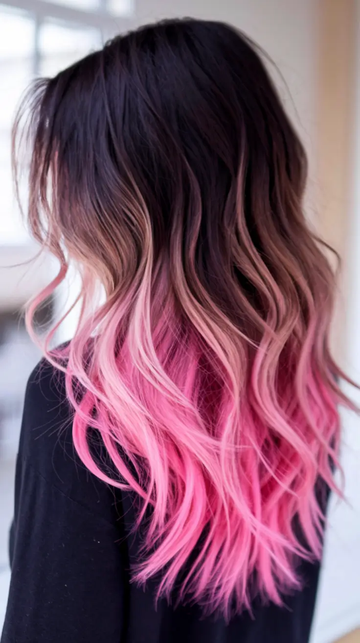 Fresh Shades Summer Ombre Hair Color Ideas 2025 Layered Candy Pink Ombre with Effortless Volume