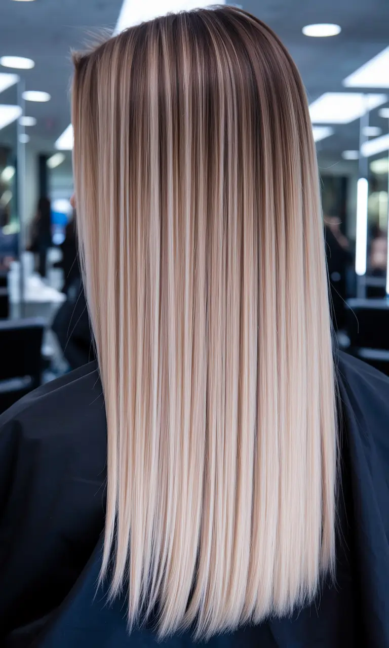 Fresh Shades Summer Ombre Hair Color Ideas 2025 Precision Blonde Gradient on Sleek Straight Hair