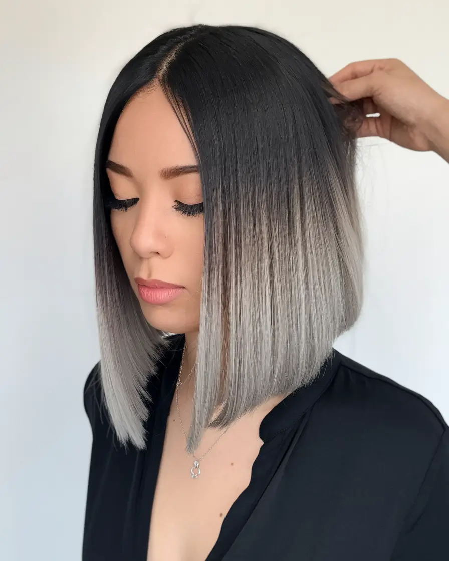 Fresh Shades Summer Ombre Hair Color Ideas 2025 Cool Charcoal Fade for Polished Power Looks