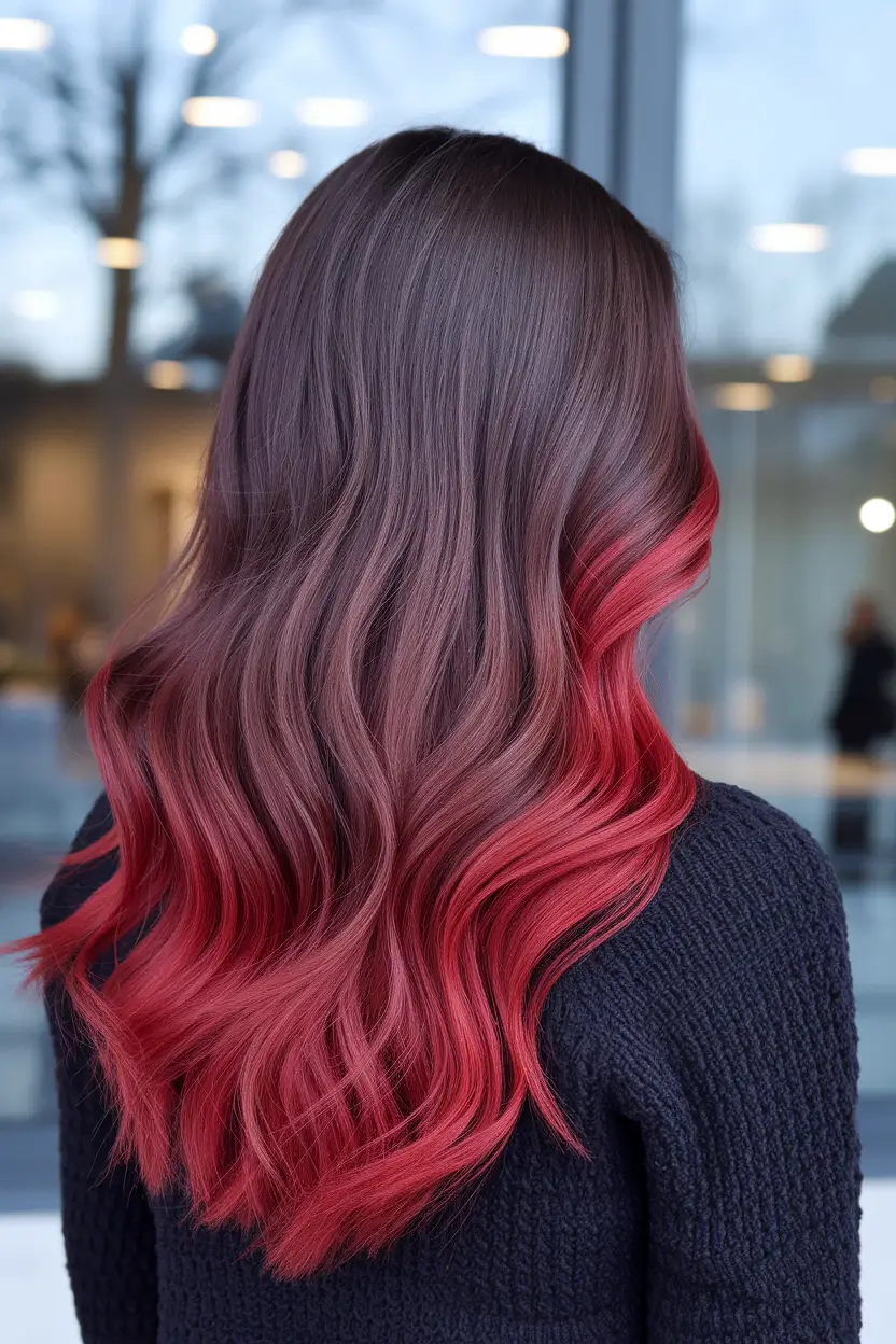 Fresh Shades Summer Ombre Hair Color Ideas 2025 Velvety Red Wine to Crimson Melt