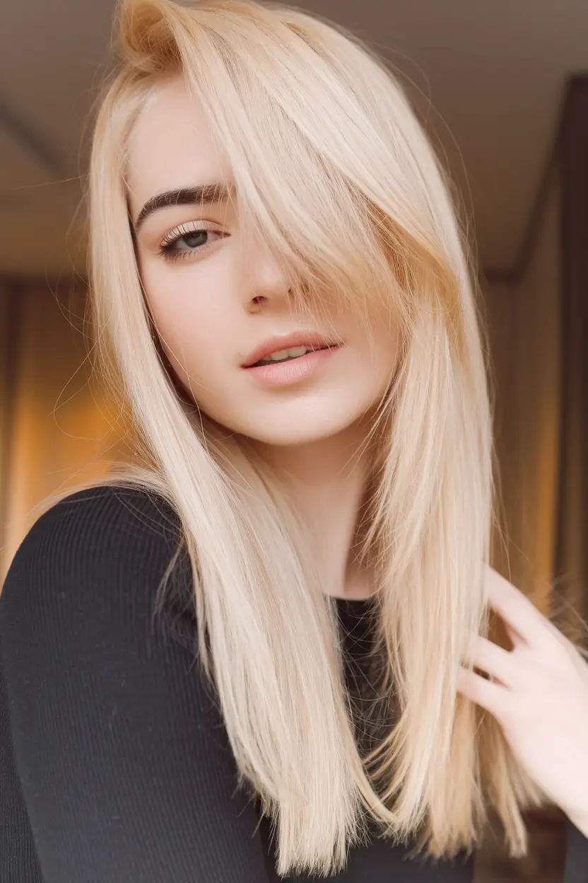 Haircuts with Bangs – Summer Ideas 2025: Soft Fringe Ideas Side-Swept Blonde Layers with Hidden Fringe