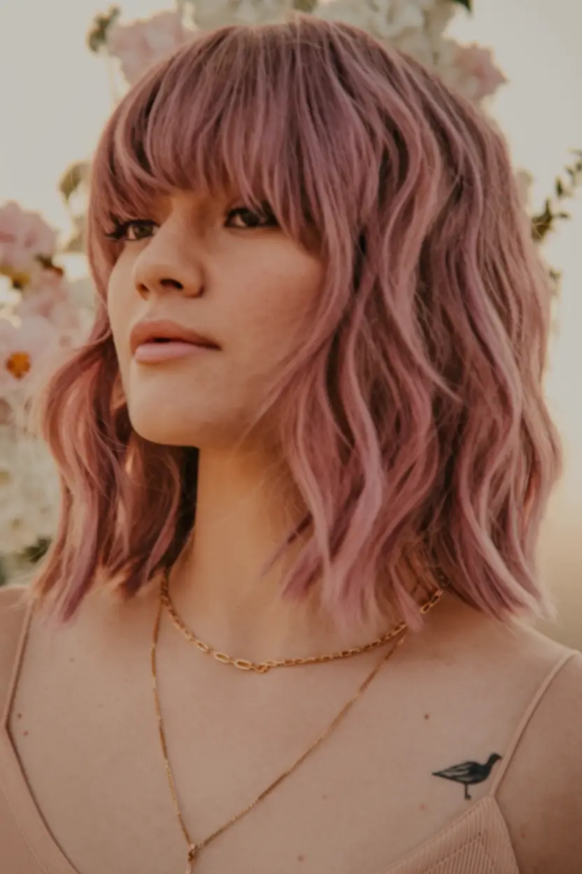Haircuts with Bangs – Summer Ideas 2025: Soft Fringe Ideas Soft Shag in Lavender Rose