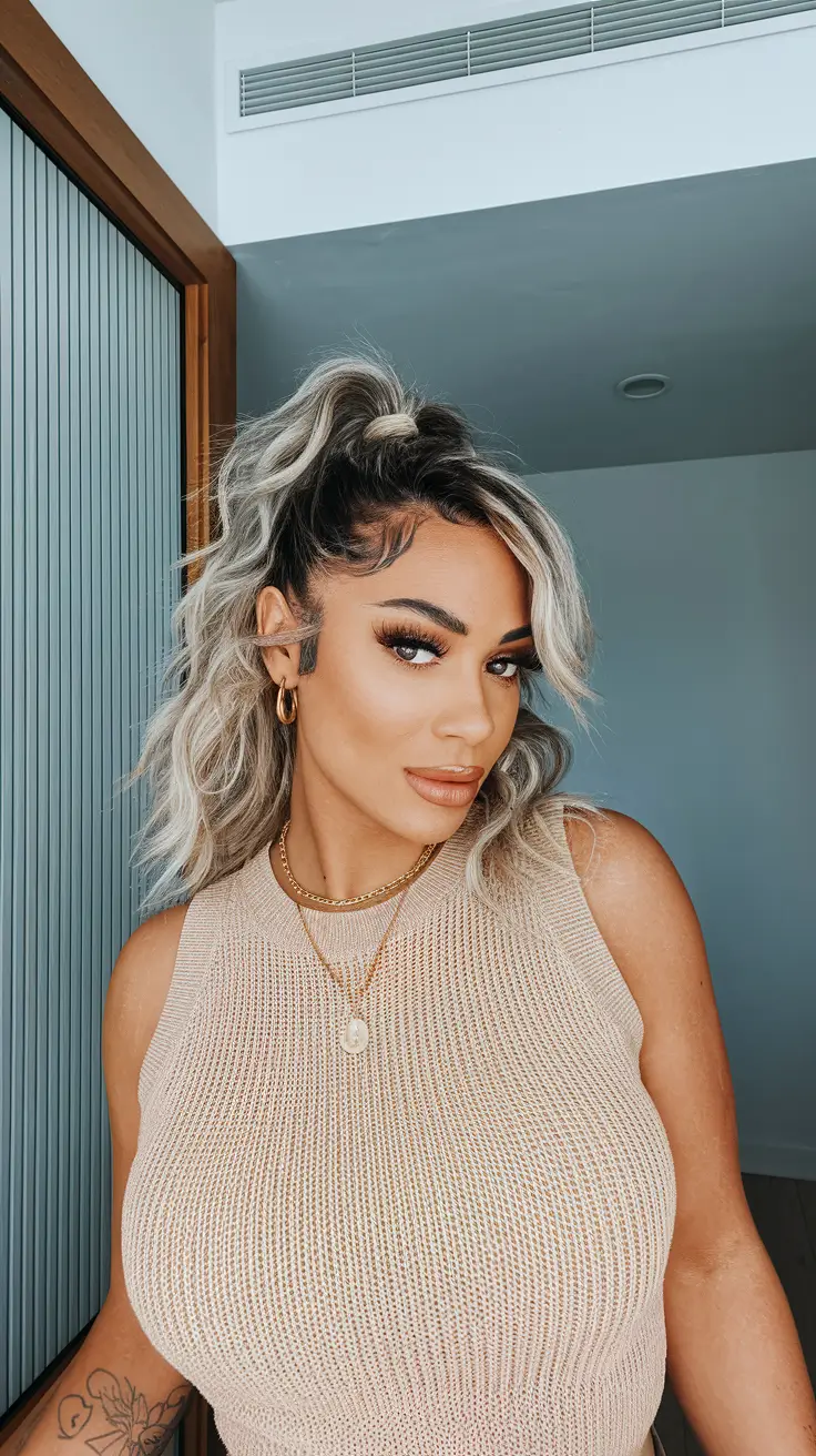 june-hairstyles-Messy-Platinum-Pony-with-Beach-Waves