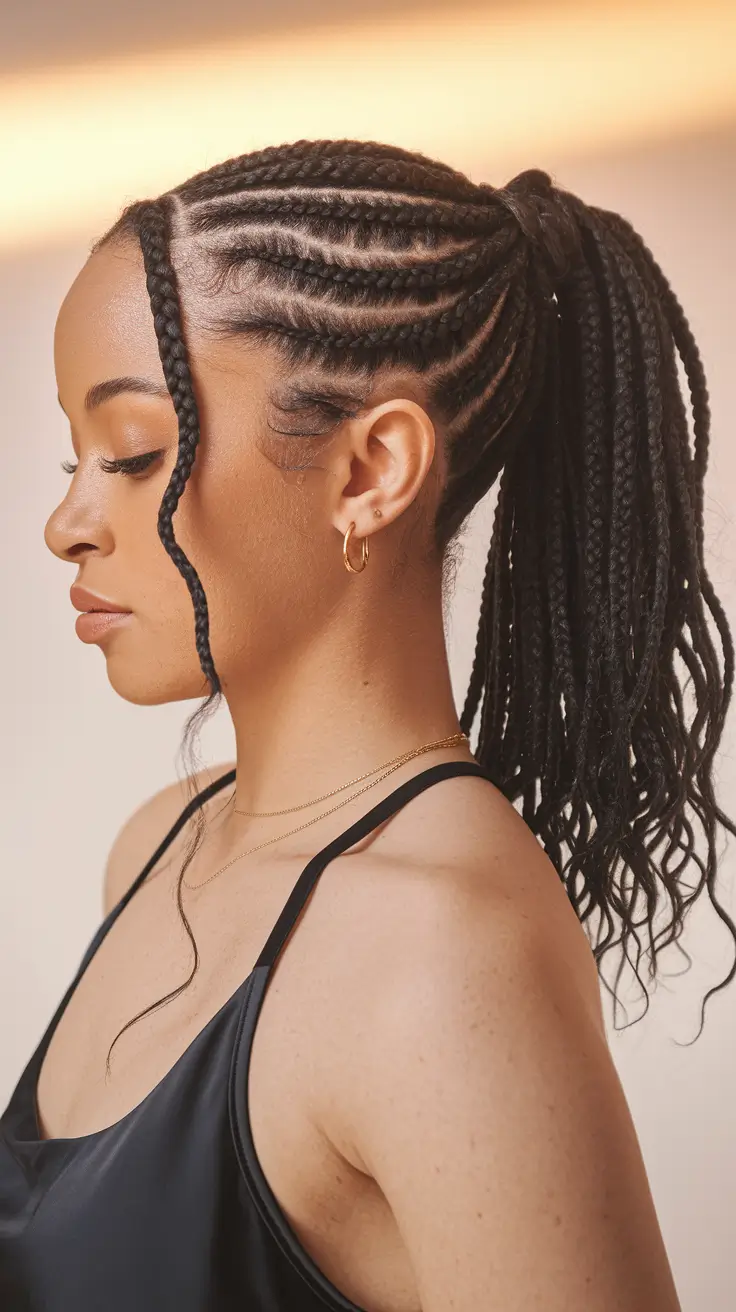 june-hairstyles-for-black-women-High-Curled-Ponytail-with-Defined-Edges