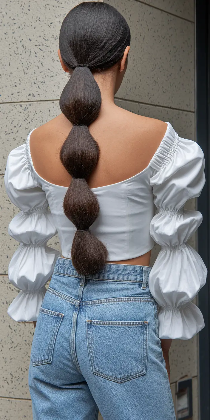 june-hairstyles-ideas-2025-Bubble-Ponytail-with-Polished-Volume-Spheres