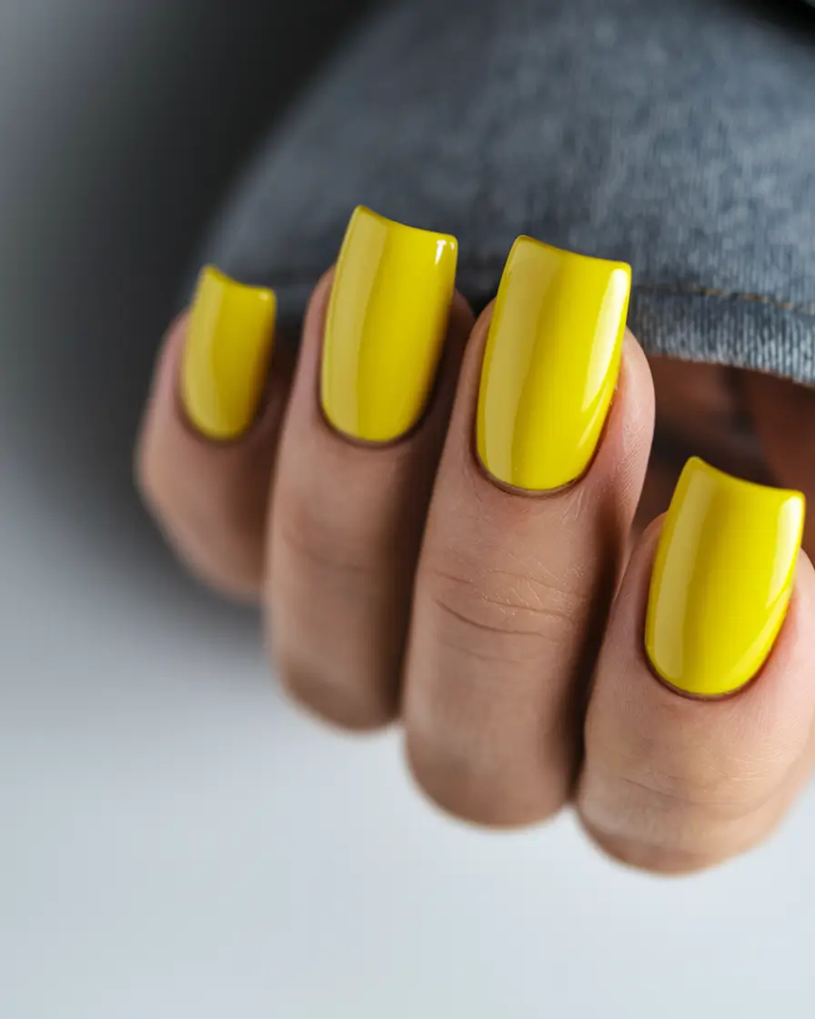 june nails ideas 2025 Sunbeam Yellow for a Bold Start to Summer